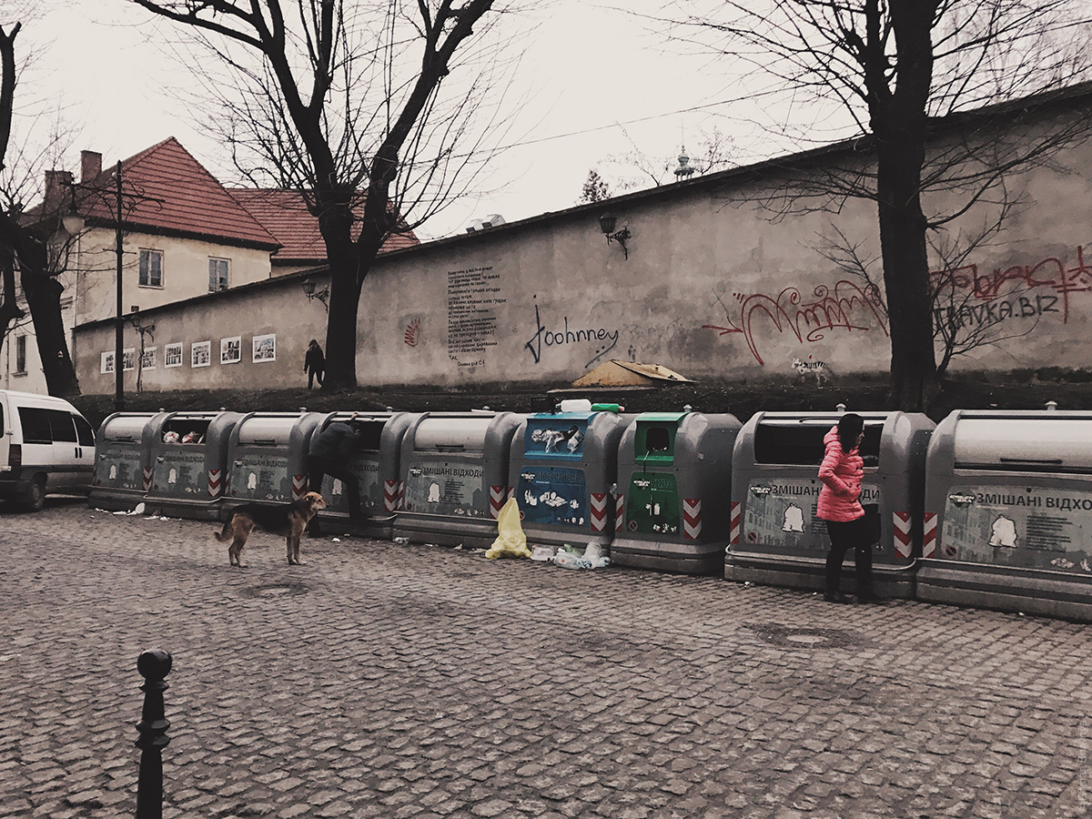 Люди на мусорках во Львове